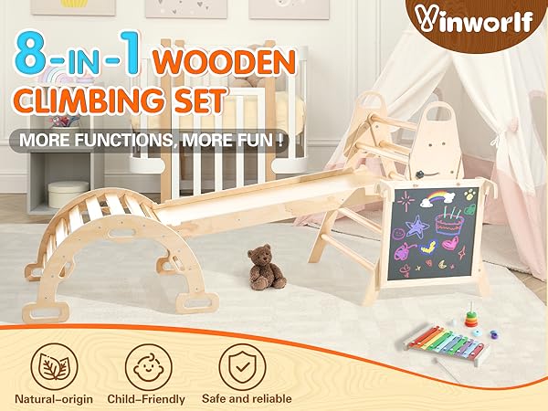Amazon.com: Vinworlf 8 in 1 Pikler Triangle Set, Foldable
