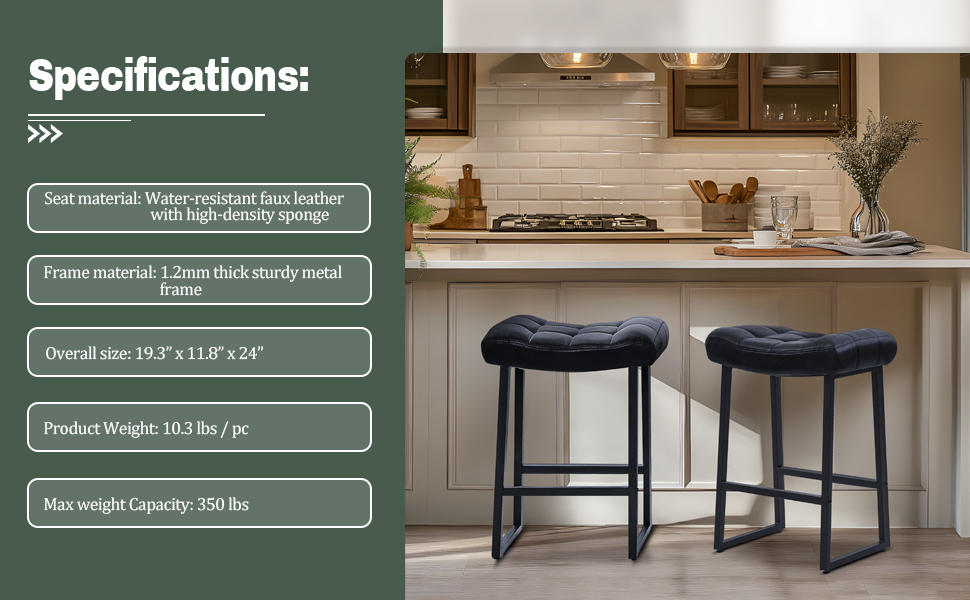 RNKSFX Counter Height Black Bar Stool for Kitchen Counter