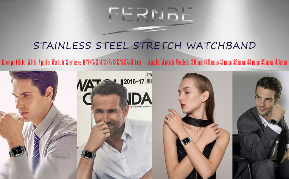 Twist-O-Flex Apple stainless steel expansion watchband
