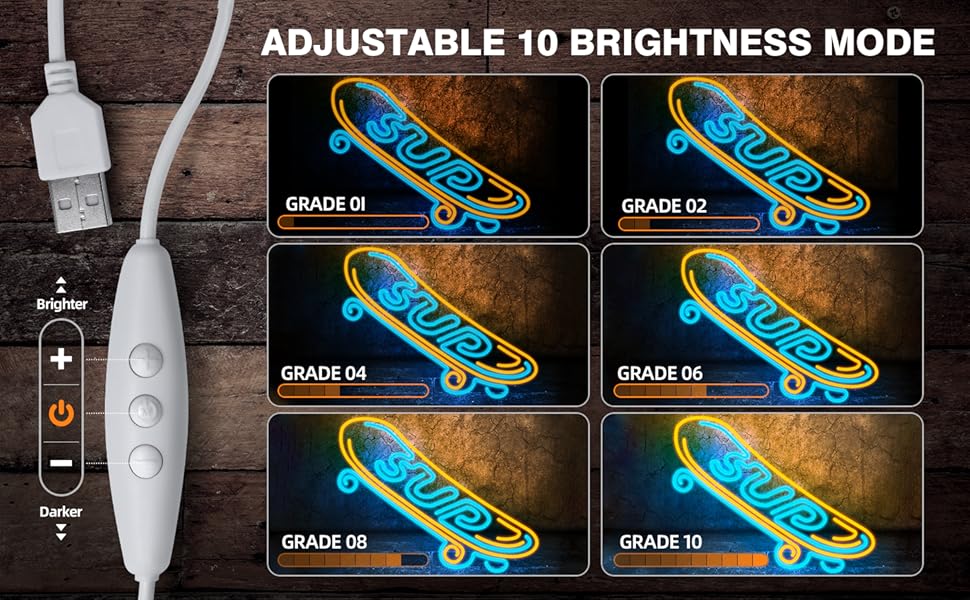 DIMMABLE 10-BRIGHTNESS ADJUSTABLE NEON SIGN