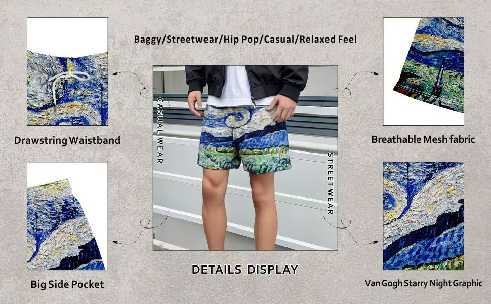 梵高油画短裤A+