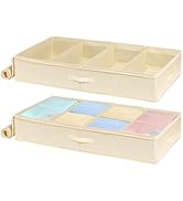 punemi UnderBed Storage, 2 Pack linen Under Bed Storage Containers With Adjustable Dividers, Larg...