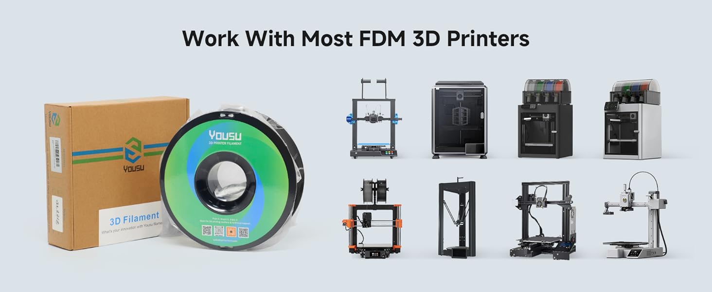 YOUSU Matte PLA Filament 1.75mm White, Matte 3D Printing PLA Filament 1KG, Dimensional Accuracy +/- 0.02mm, PLA Matte 3D Printer Filament 1.75mm for All 3D Printers(2.2lbs) 14 matte black pla