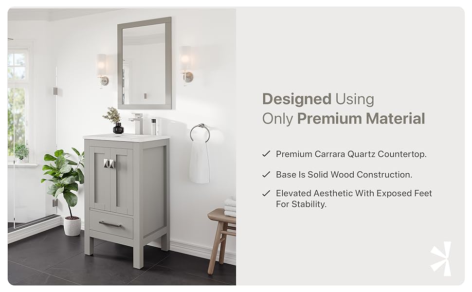 Eviva London 20 Inch Bathroom Vanity with Sink Grey