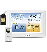 Raddy WM6 Weather Station Wireless Indoor Outdoor Thermometer Hygrometer Barometer w/Built-in 200...