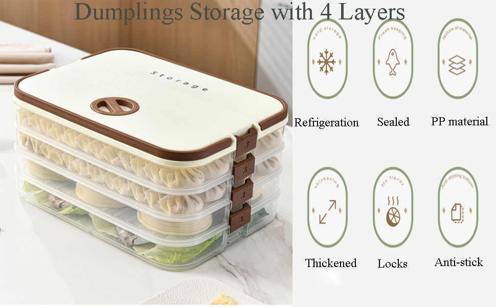 Milk-Brown Dumplings Storage with 4 Layers