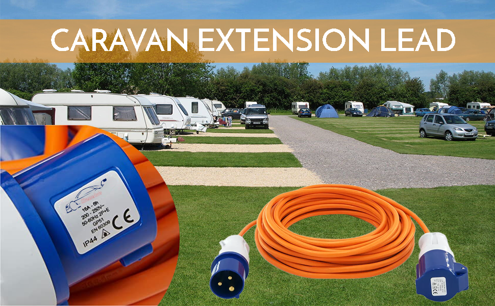 25M Extension Lead Heavy Duty Caravan Hook Up Cable, 240V 16amp Lead