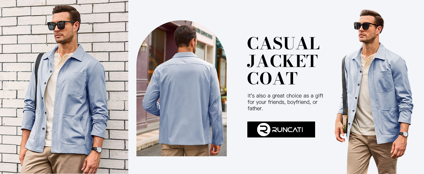 Mens Linen Shirt Jacket Button Down Long Sleeve Shacket Casual Lightweight Jacket Coat