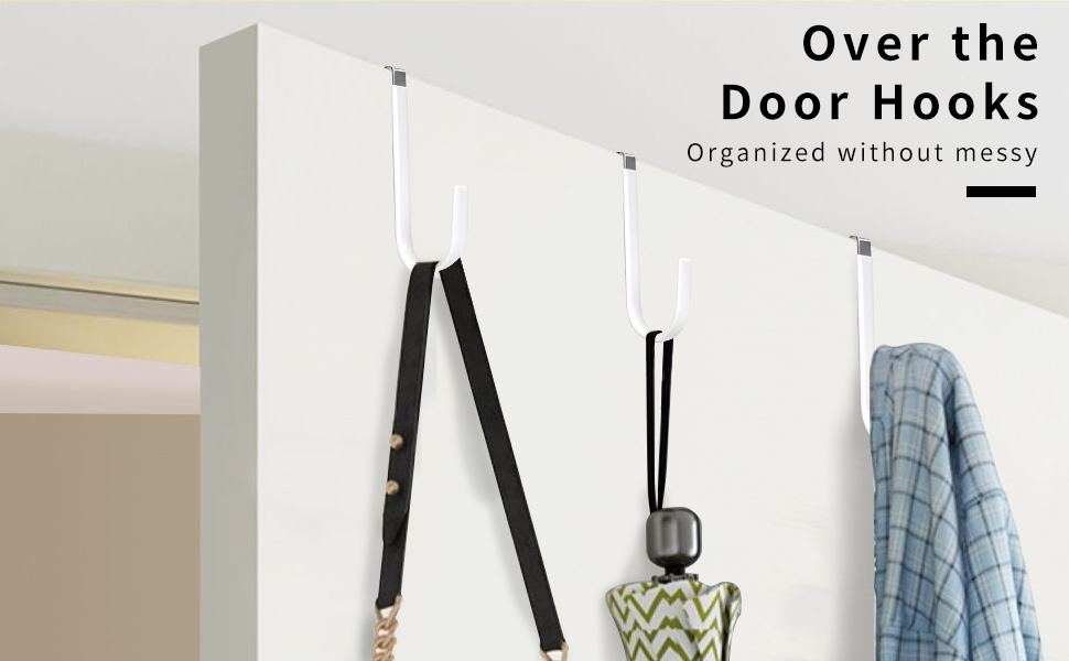Skycase Over Door Hooks,6 Packs Sturdy Metal Over Door Wooden Hooks