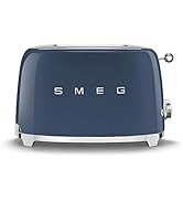 Smeg 50's Style Retro Aesthetic 2 Slice Toaster 6 Presets Extra Wide Slots Navy Blue, TSF01NBUS