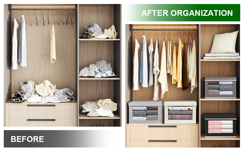 Homsorout 3 Pack Storage Boxes with Lids Foldable Storage Cubes with