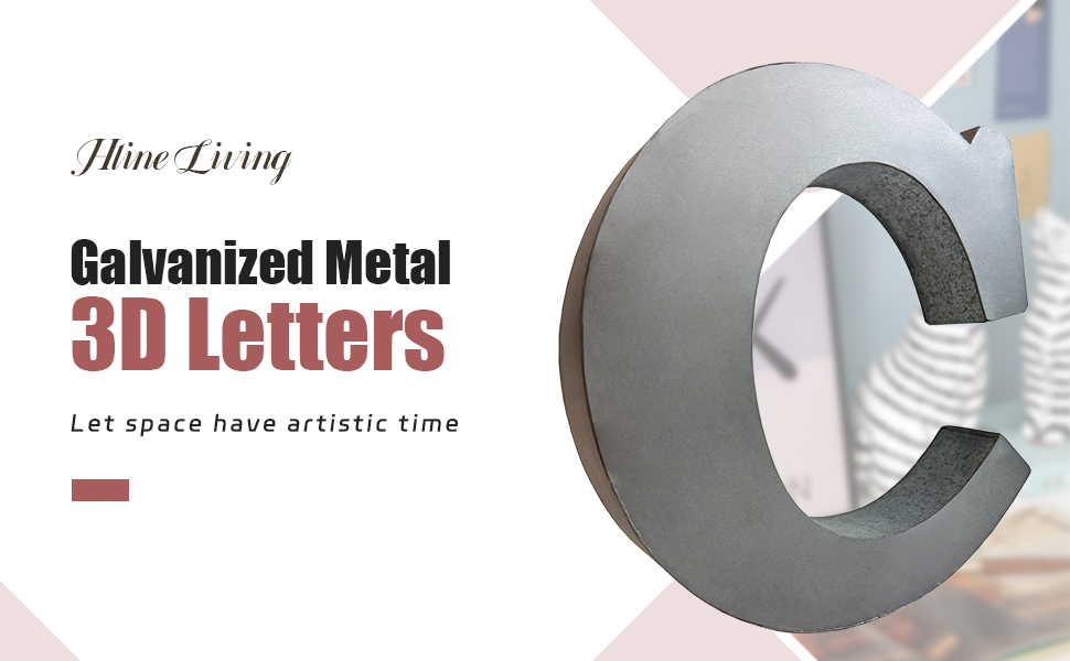 Hline Living Galvanized Metal Letters 7" 3D Metal Letter