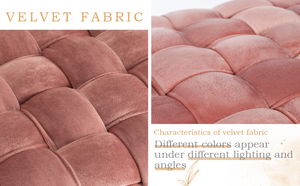 LUE BONA Velvet Vanity Stool, Rectangle Ottoman Foot Stool