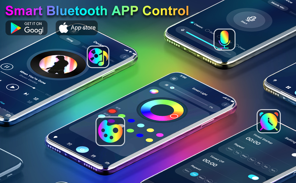 CHARKEE 100ft IP65 Bluetooth led Strip Lights Waterproof Outdoor Tape