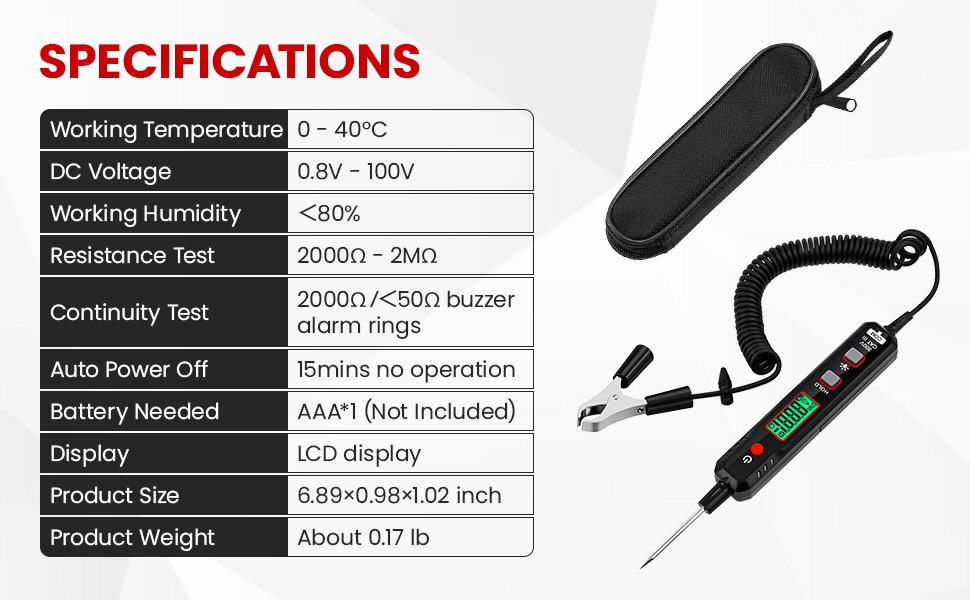 OBDResource Car Voltage Smart Circuit Tester, Power Circuit Probe 0.8 - Automotive Non Contact Dc Voltage Tester