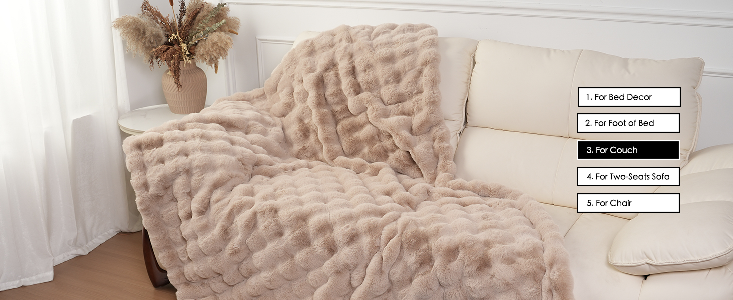 Thick Ultra Soft Aesthetic Fuzzy Throw Blanket Fluffy Furry Bed Comforter Home Decor