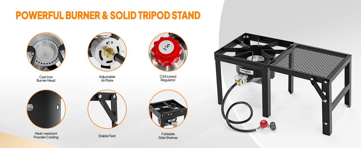 Portable Gas Camping Stove, Outdoor Propane Burner High Pressure Single Camp Cooking Home Brewing