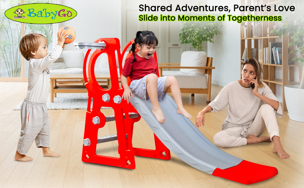 Riko Kids Toy Foldable Slide with Basket for Indoor &amp; Outdoor Home &amp; School
