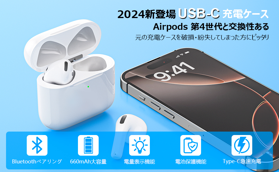 Amazon | Mounno 【2024最新型】USB-C充電ケース、第4世代