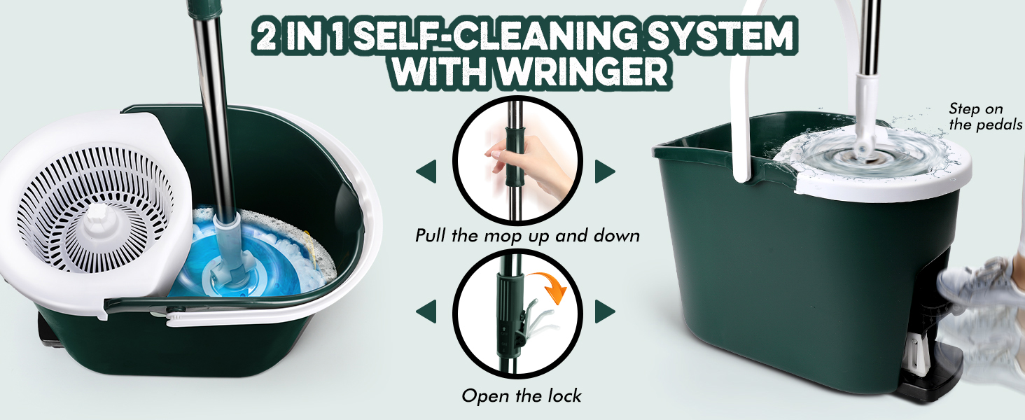 Myiosus Mop and Buckets Sets, Spinning Mop and Bucket Set with Foot