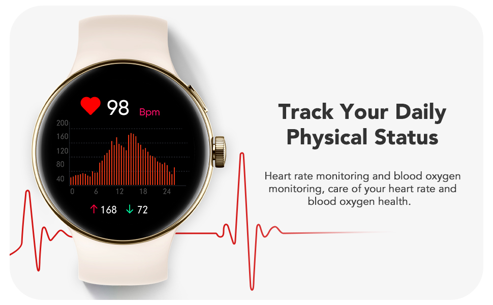 Parsonver Smart Watch for Women Men, 1.3" AMOLED Display Bluetooth