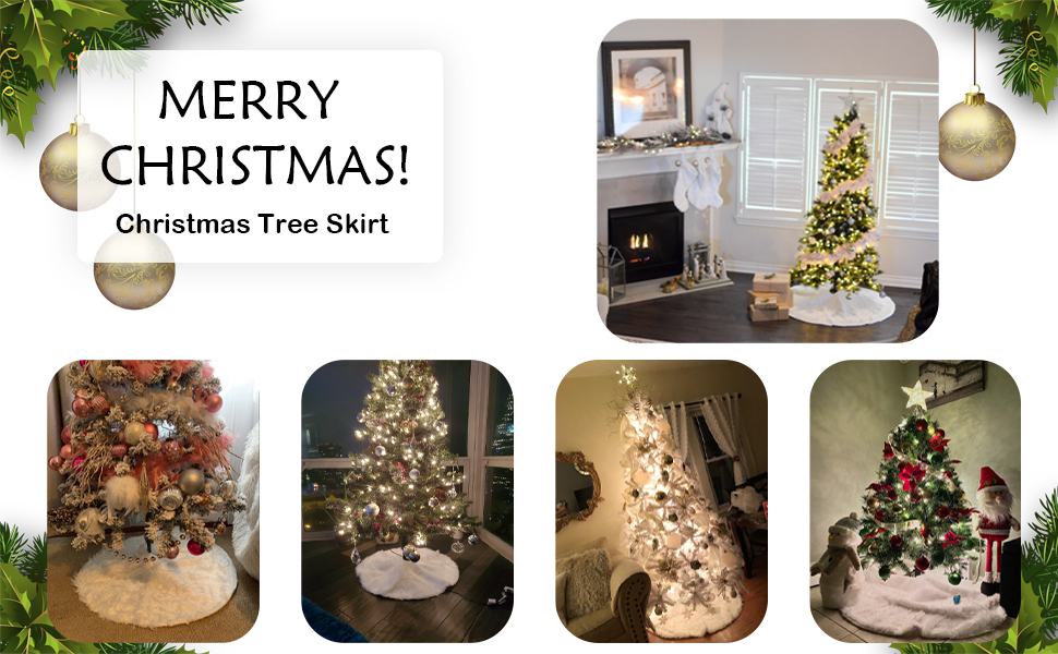 White Christmas Tree Skirt Faux Fur Tree Skirt 30 Inch