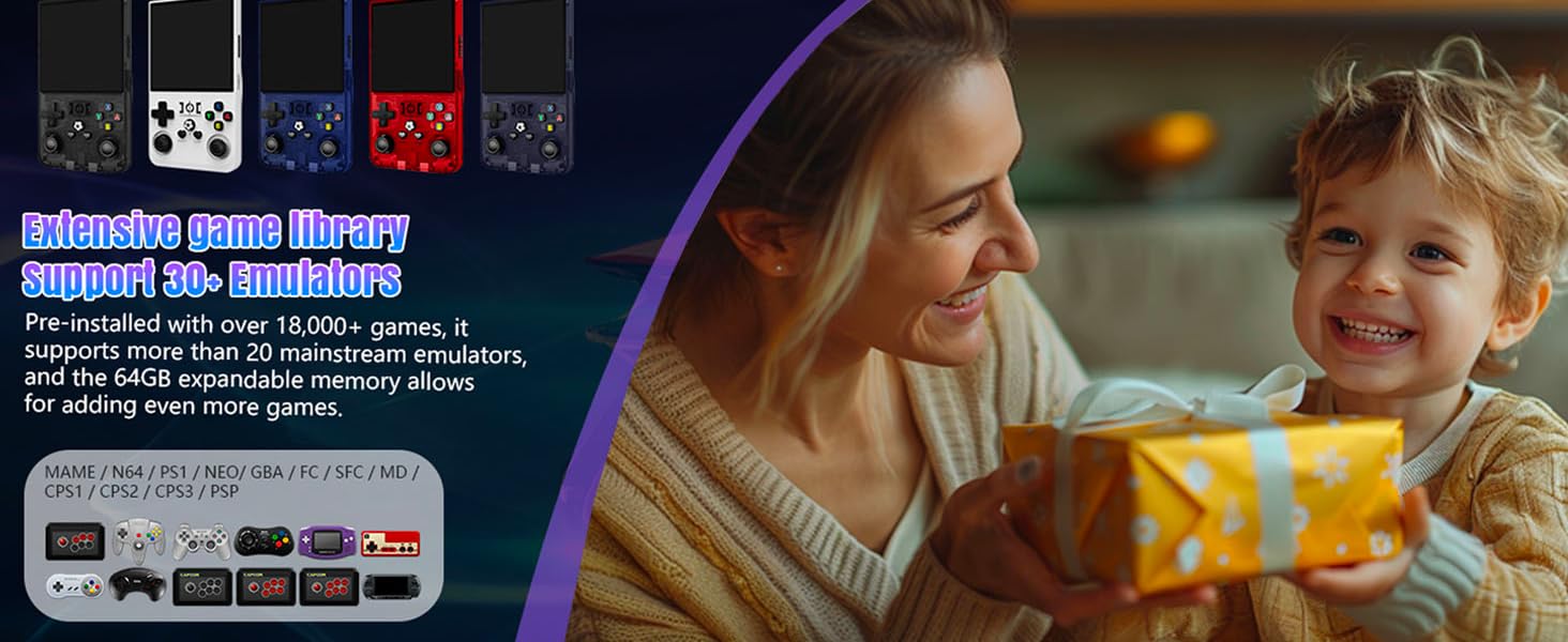 A mother giving a gift to her happy, smiling son, with R36MAX product features listed