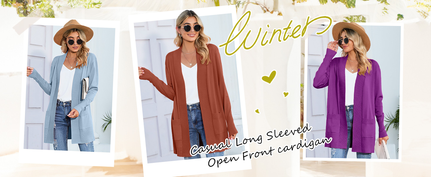 Women's Fall Long Sleeve Lightweight Cardigan Sweater With Pocket