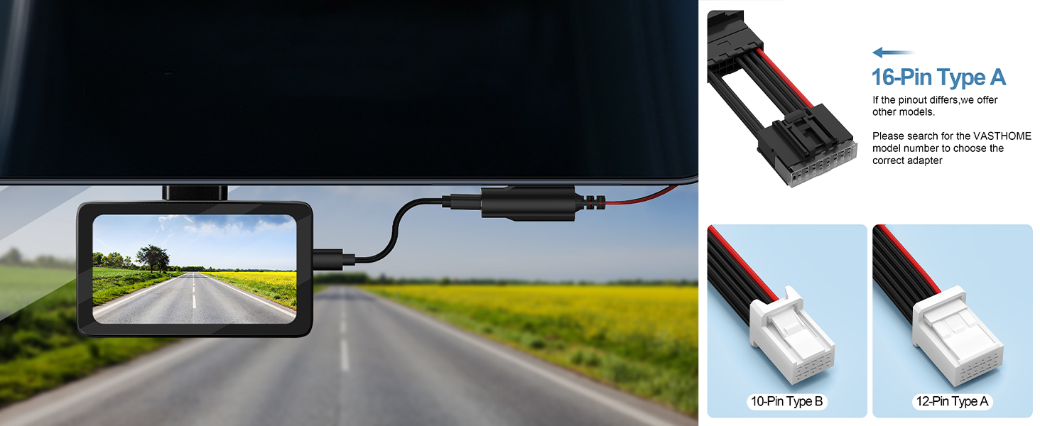 16-Pin Type A Dash cam Power Adapter 