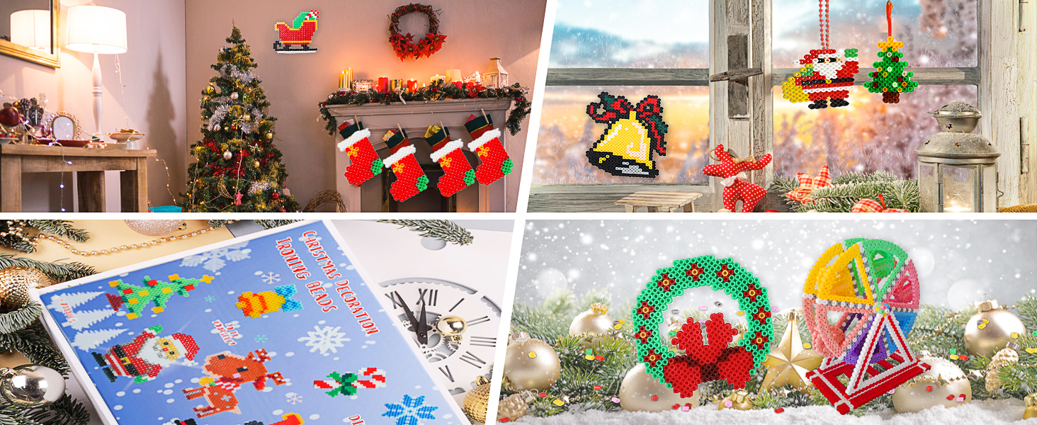 Christmas Fuse Beads for Kids Craft Art, 7000PC 5MM Melty Beads Set