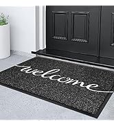 KILOCOCO Black Door Mat Outdoor Welcome Doormat, Durable Funny Doormat Non-Slip Front Doormat for...