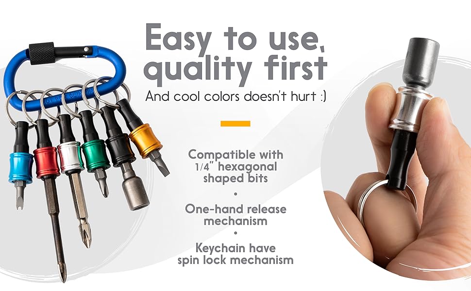 Impact Bit Holder Keychain 4x6 PCS, 1/4 Bit Holder Convenient Drill