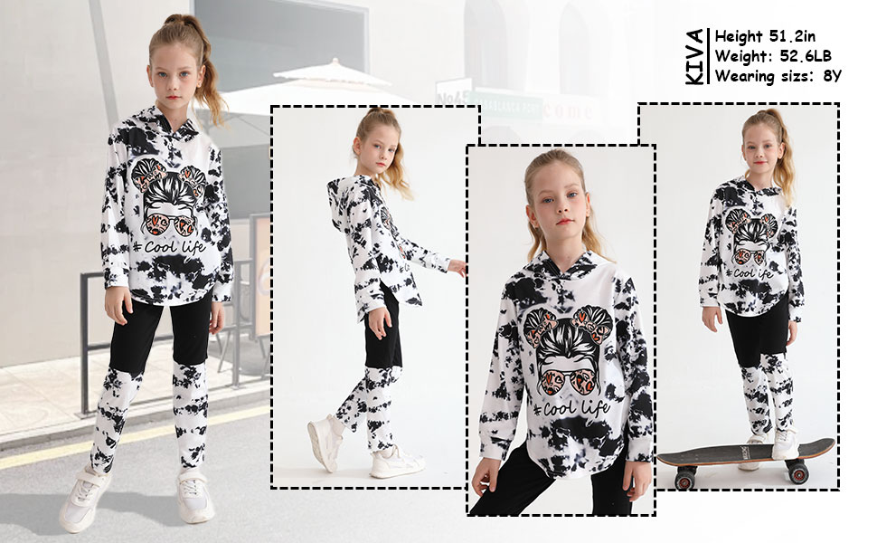 2 pcs outfits Long Sleeve Pullove Sweatshirt Sweatpants