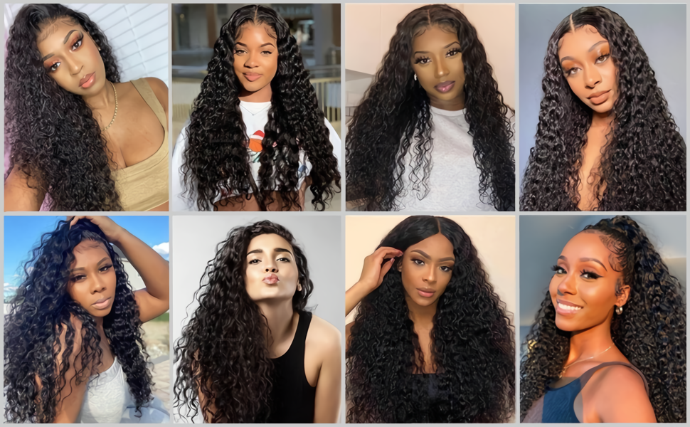 ESIWONHAIR Deep Wave 13x4 Lace Front Wigs Human Hair for