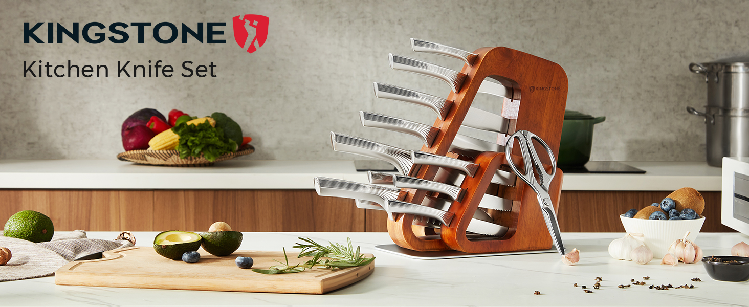 KINGSTONE Kitchen Knife Sets with Block