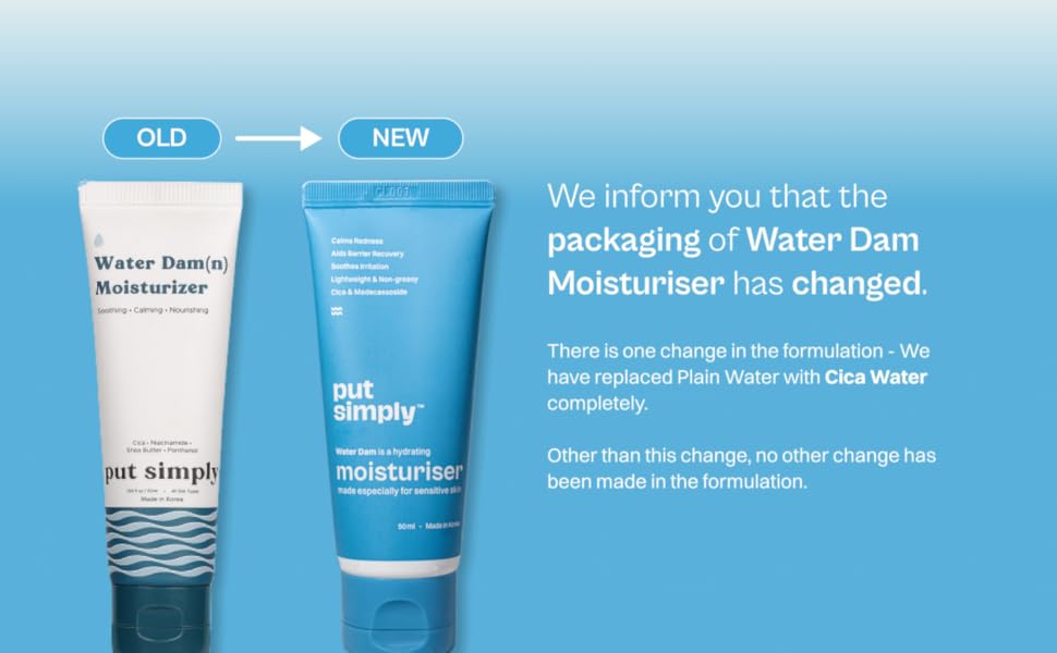 Put Simply Hydrating Water Dam Moisturiser Old to New Packaging Banner