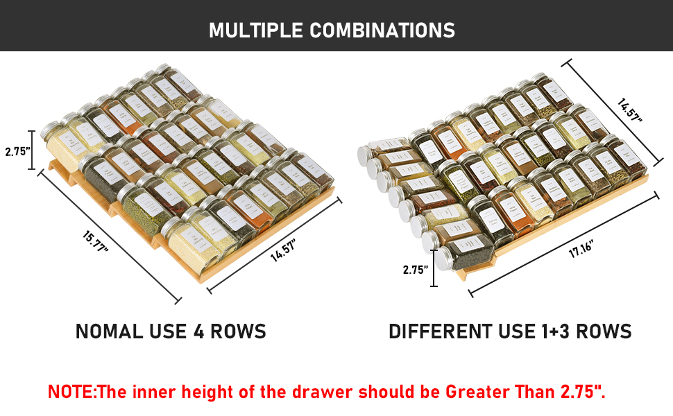 KitHero Spice Drawer Organizer with 28 Spice Jars,216