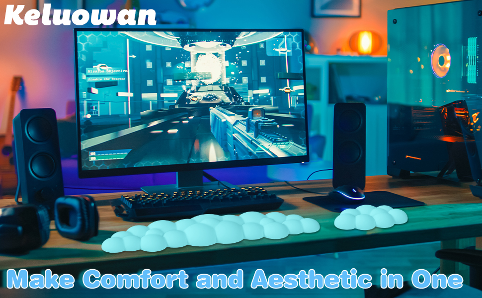 Keluowan Keyboard Cloud Wrist Rest, PU Leather Keyboard