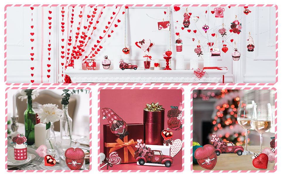 HIAGROW Valentines Day Tree Decorations Set, 24Pcs Wooden