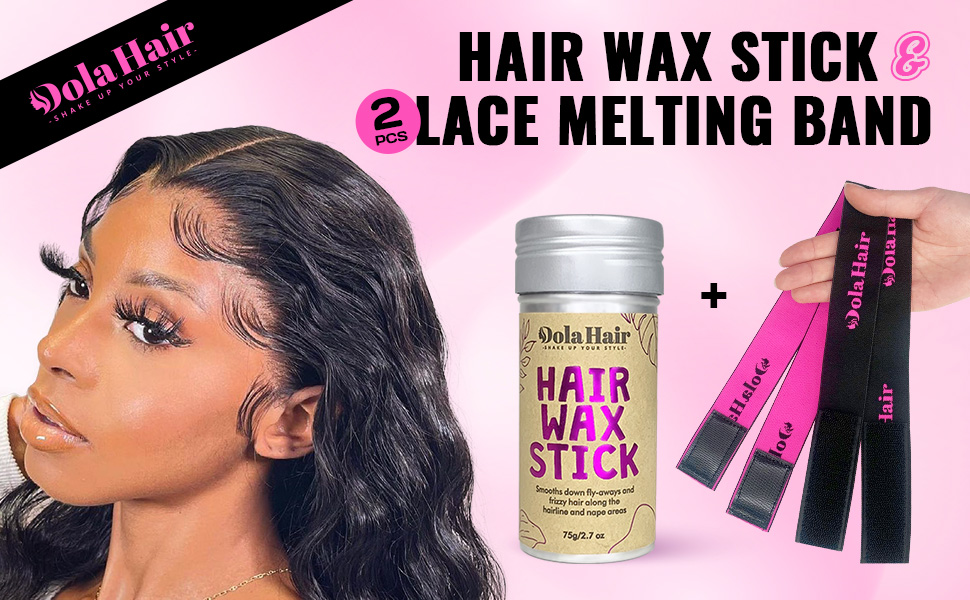 Dolahair Hair Wax Stick with 2 Pcs Lace Melting Band, Elastic Bands for