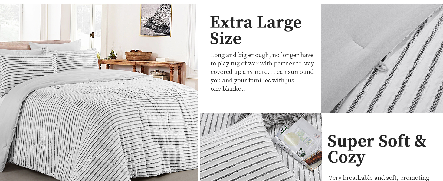 HOMBYS Black White King Bed Tufted Jacquard Geometry Comforter Set for Shabby Chic Decor, 120x120 with 2 Pillow Cases 128abeba 0d2e 4dd8 Bf37 0c0fe7f206ef. CR0,0,1464,600 PT0 SX1464 V1