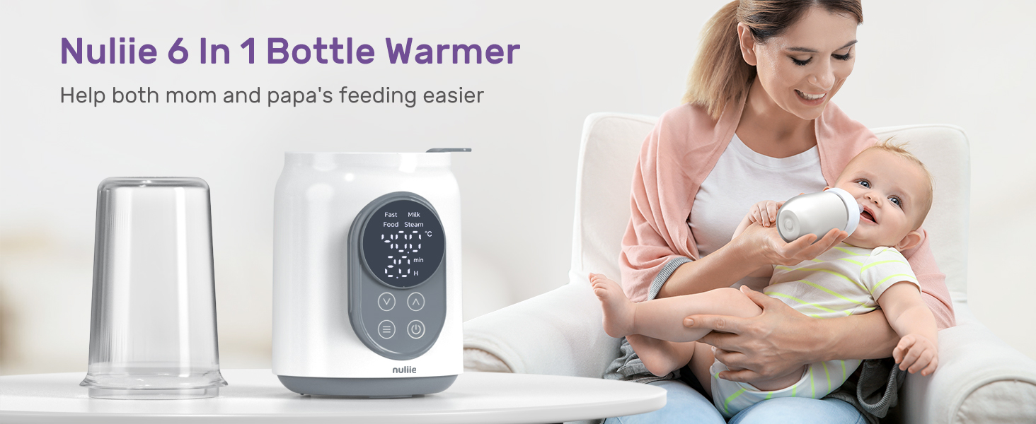 Nuliie Baby Bottle Warmer 6in1 with Digital LCD, Timer, Smart Temperature Control and