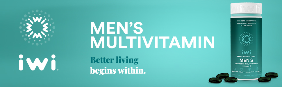 iwi men men's vitamin multivitamins health algae healthy omega3 brain heart immunity energy