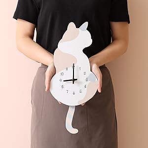キャット振り子時計 ホワイト　三毛猫風　猫の尻尾　しっぽ 楽天市場】猫時計 振り子時計 壁掛け時計 藤井啓太郎「 猫の