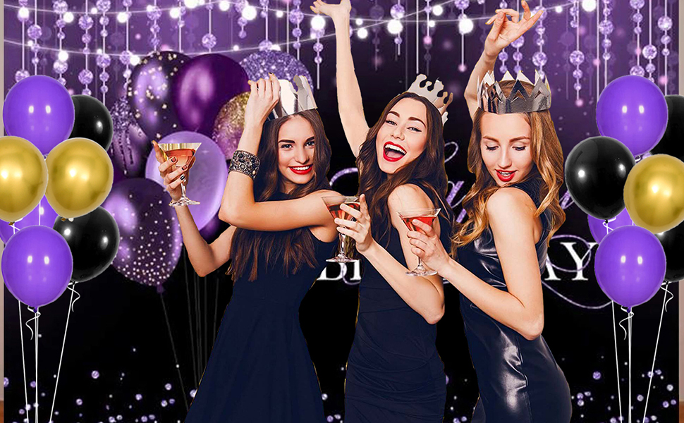 Purple Gold Black Balloon Garland Kit 121 PCS Purple