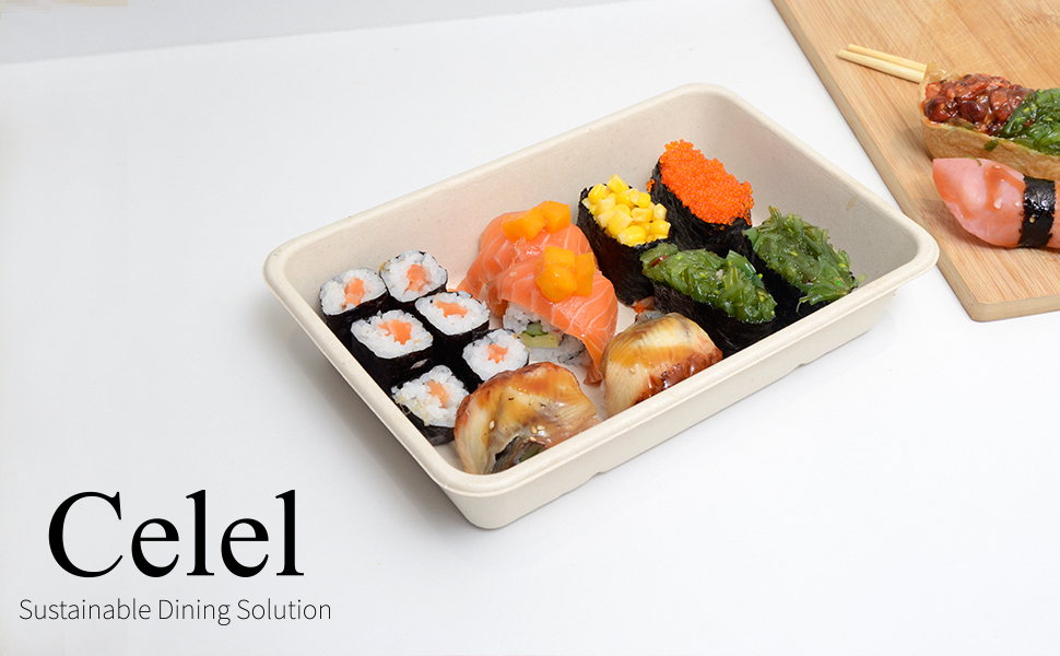 Celel 100 Pack 30 oz Large Rectangle Paper Bowls