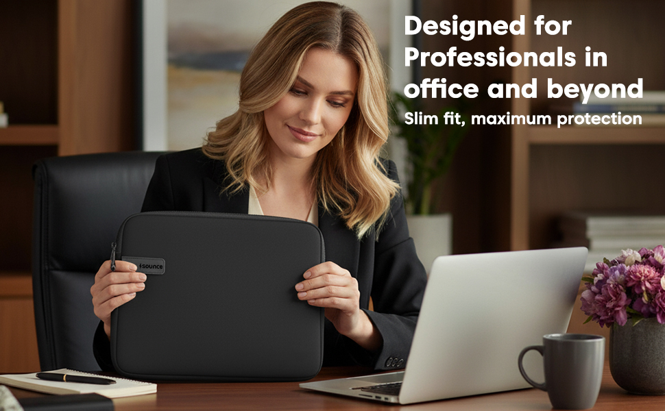 Sounce Protective Laptop Bag Sleeve fits Upto 15.6" Wrinkle Free, Padded, Water Resistant Light Neoprene case Cover Pouch, Compatible for All Notebooks Such as Mac Book Pro (15.6 inch) 18 Designed for Professionals