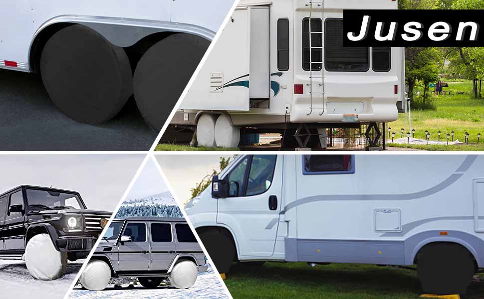 Jusen Durable Tire Cover Set of 4 Heavy Duty Outdoor Waterproof