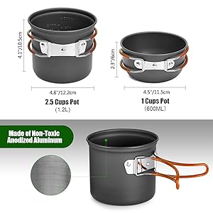 8pcs Camping Cookware Mess Kit