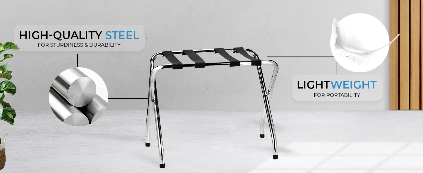 USTECH Luggage Rack XShape Single Tier Foldable Sturdy